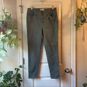 Madewell army green 9” high rise skinny jean